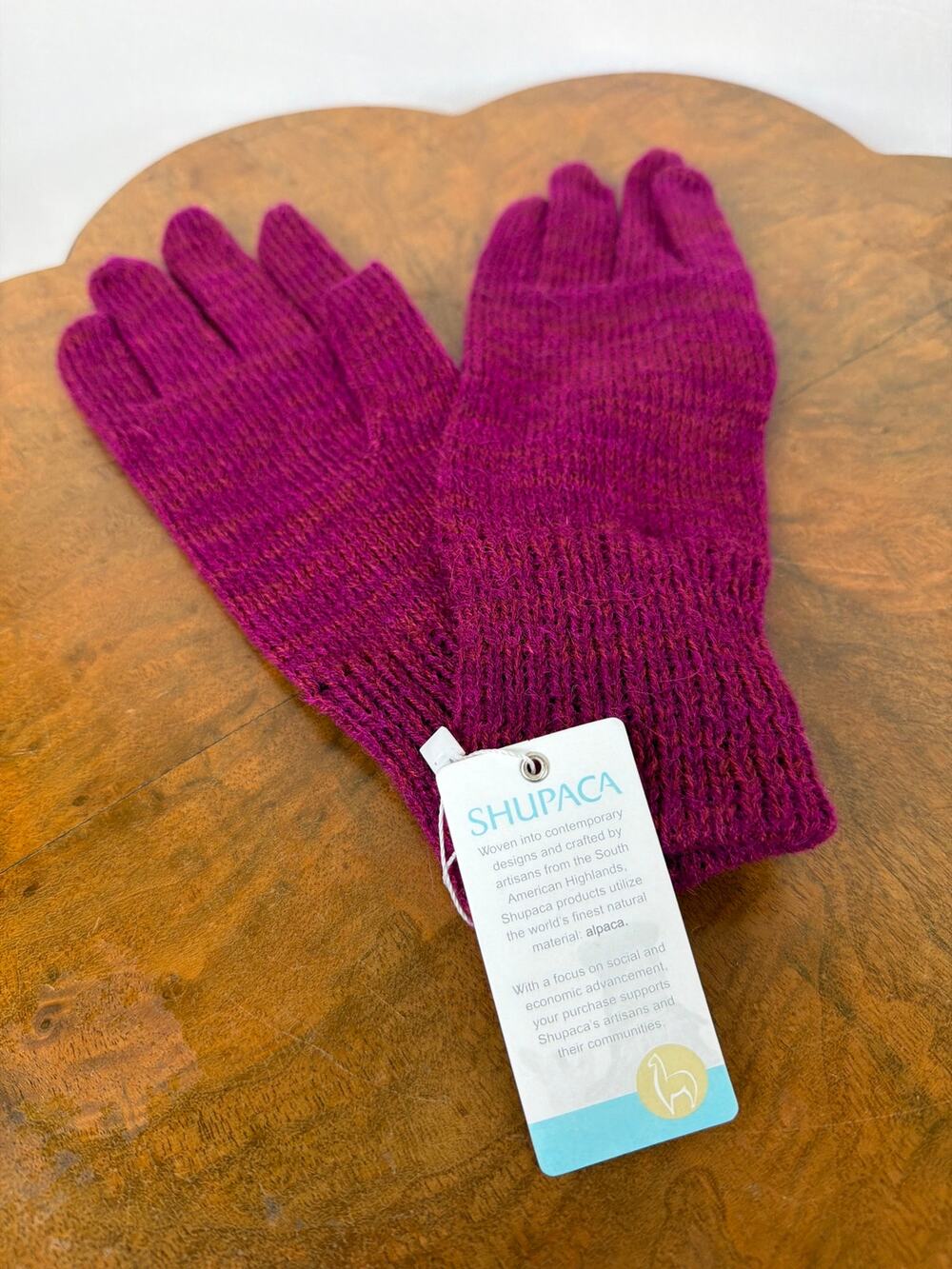 NWT Shupaca  Purple Alpaca Gloves / Handwarmers Handmade in Ecuador